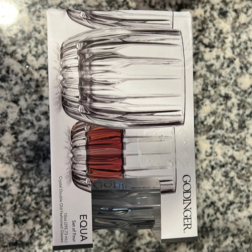 NIB Equa by Godinger set of 4 Crystal old fashion glasses! - Picture 1 of 5